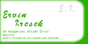 ervin krcsek business card